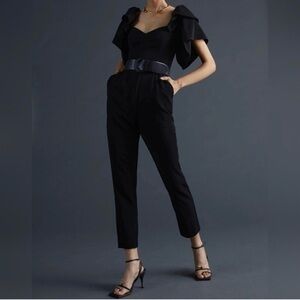 Anthropologie x Boskemper‎ Noir Black Lilian Jumpsuit Ruffle Size XS